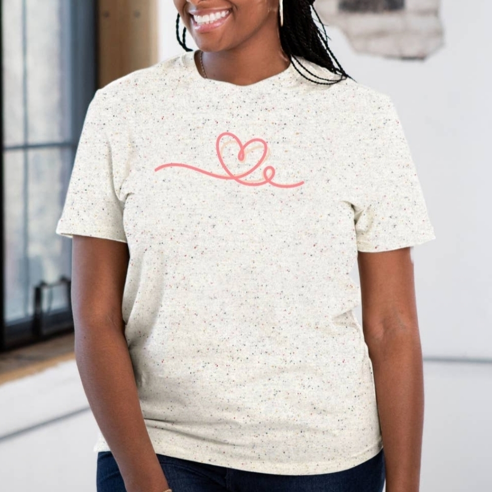 GoEx Cream + Speckled Confetti Heart tee